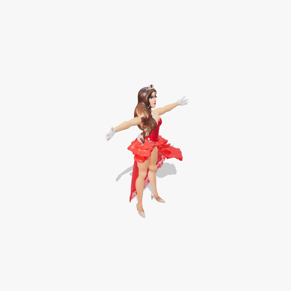 Elegant Princess Character Model Pack with Red Dress